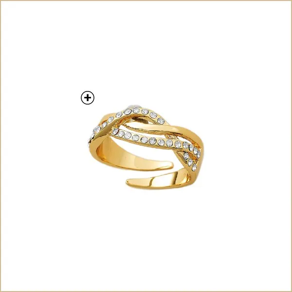 Accessoires bij een outfit: verstelbare, vergulde ring voor dames met strasjes, goedkoop | Blancheporte