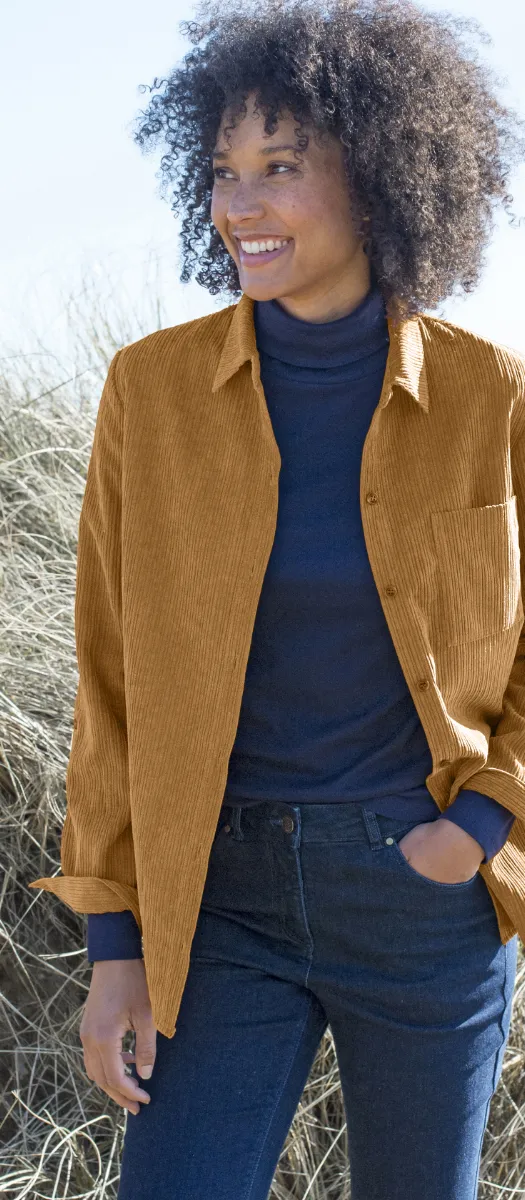 Chemise en velours côtelé couleur miel - Blog Blancheporte