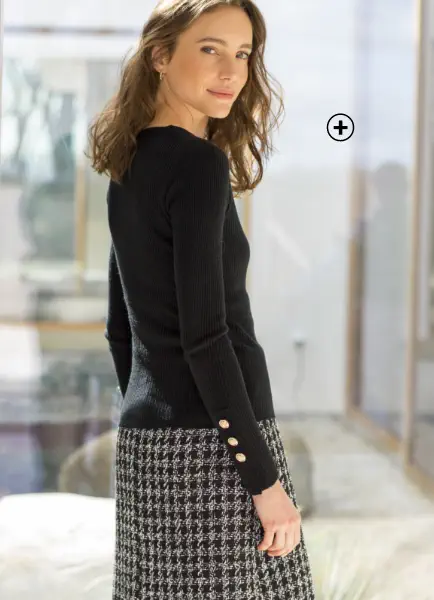 Pull en côte chaussette avec boutons officier, pour un style élégant dans les couleurs tendances automne hiver 2024 - Blancheporte