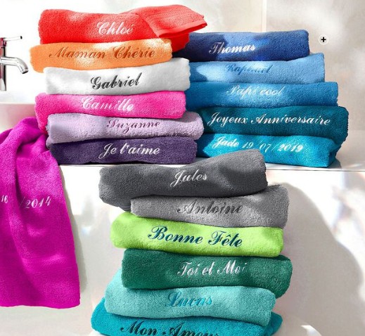 Serviette éponge Colombine® personnalisable Serviette éponge personnalisable Colombine® 100% coton moelleux pas cher | Blancheporte