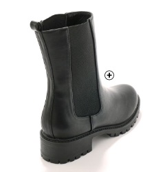 Boots montantes femme élastiquées à large semelle crantée noir pas cher | Blancheporte