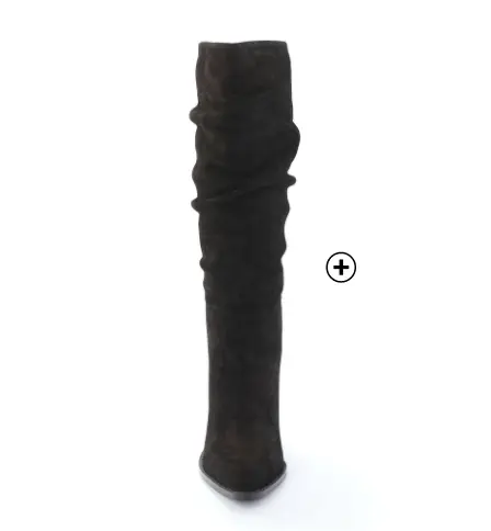 Bottes plissées à talon en croûte de cuir pour mollets larges, look élégant et raffiné, marque Blancheporte