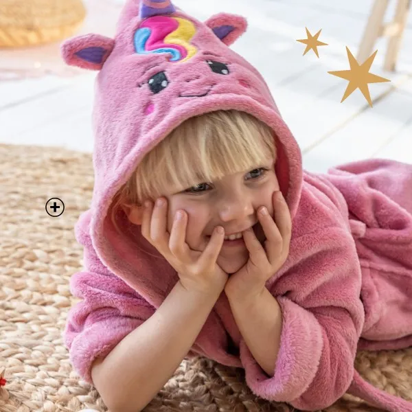 Badjas voor kinderen in eenhoornmodel met kap van roze microvezel, goedkoop | Blancheporte