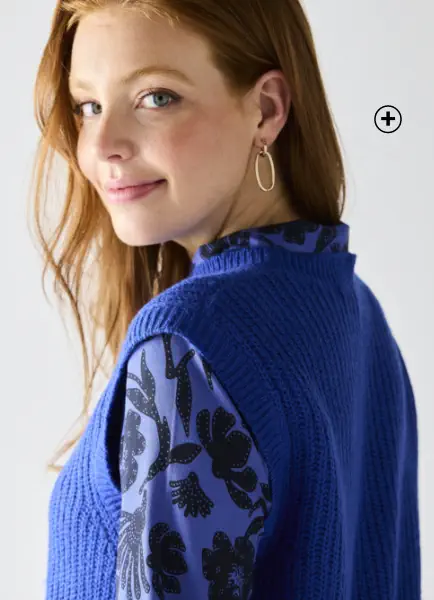 Pull sans manches en maille anglaise fantaisie, pour un look chic et tendance automne hiver 2024 - Blancheporte