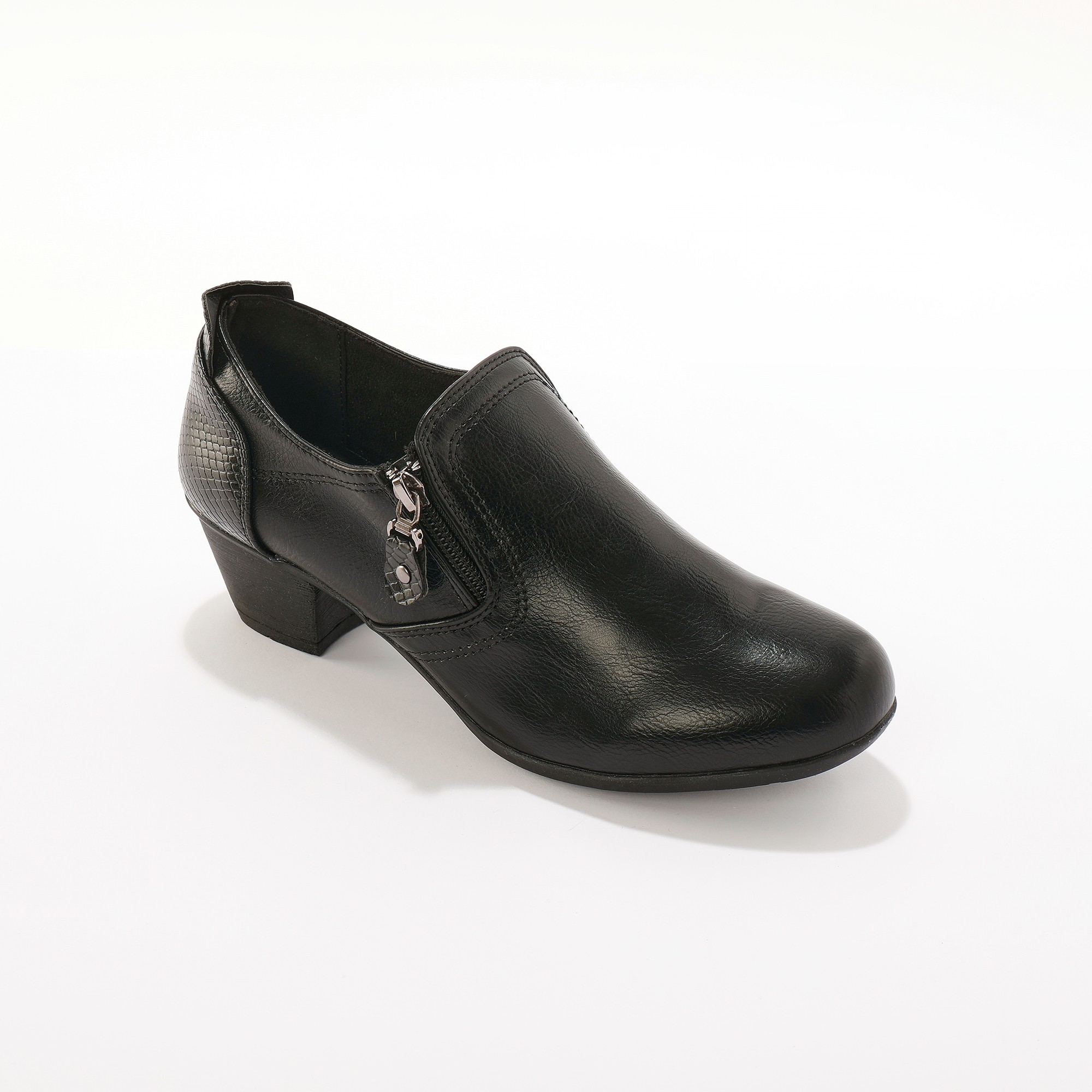 Chaussures trotteur fantaisie zipp es largeur confort noir