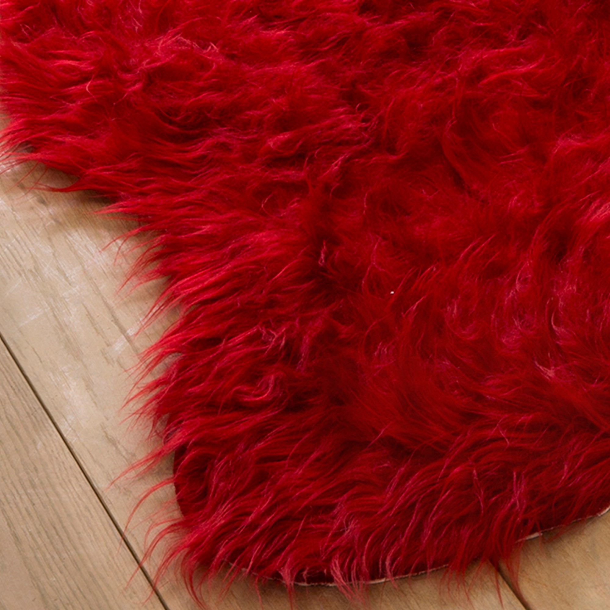 Wortel koud Baan Harig tapijt in dierenvachtmodel, rood | Blancheporte
