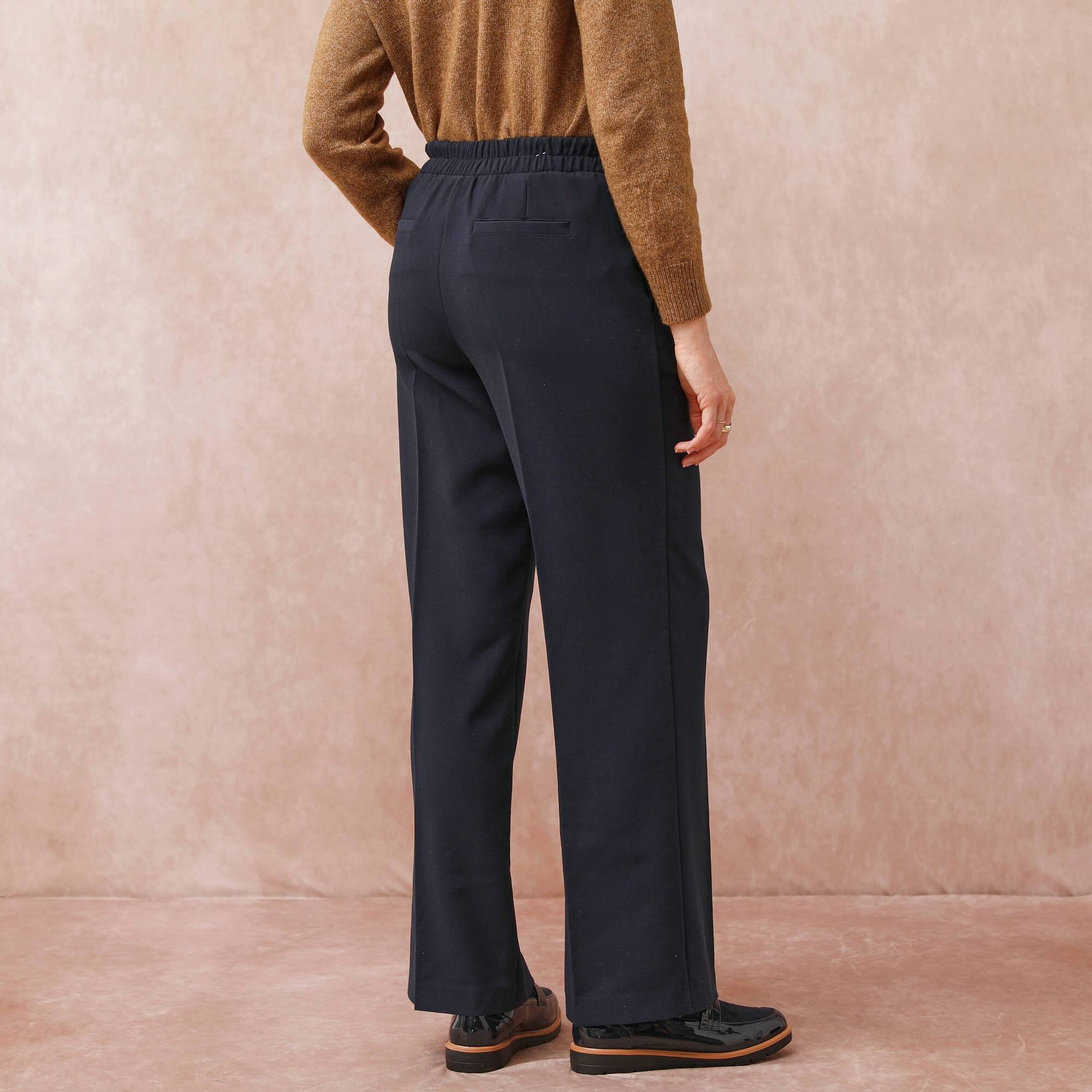 Pantalon fluide effet pont, marine Blancheporte