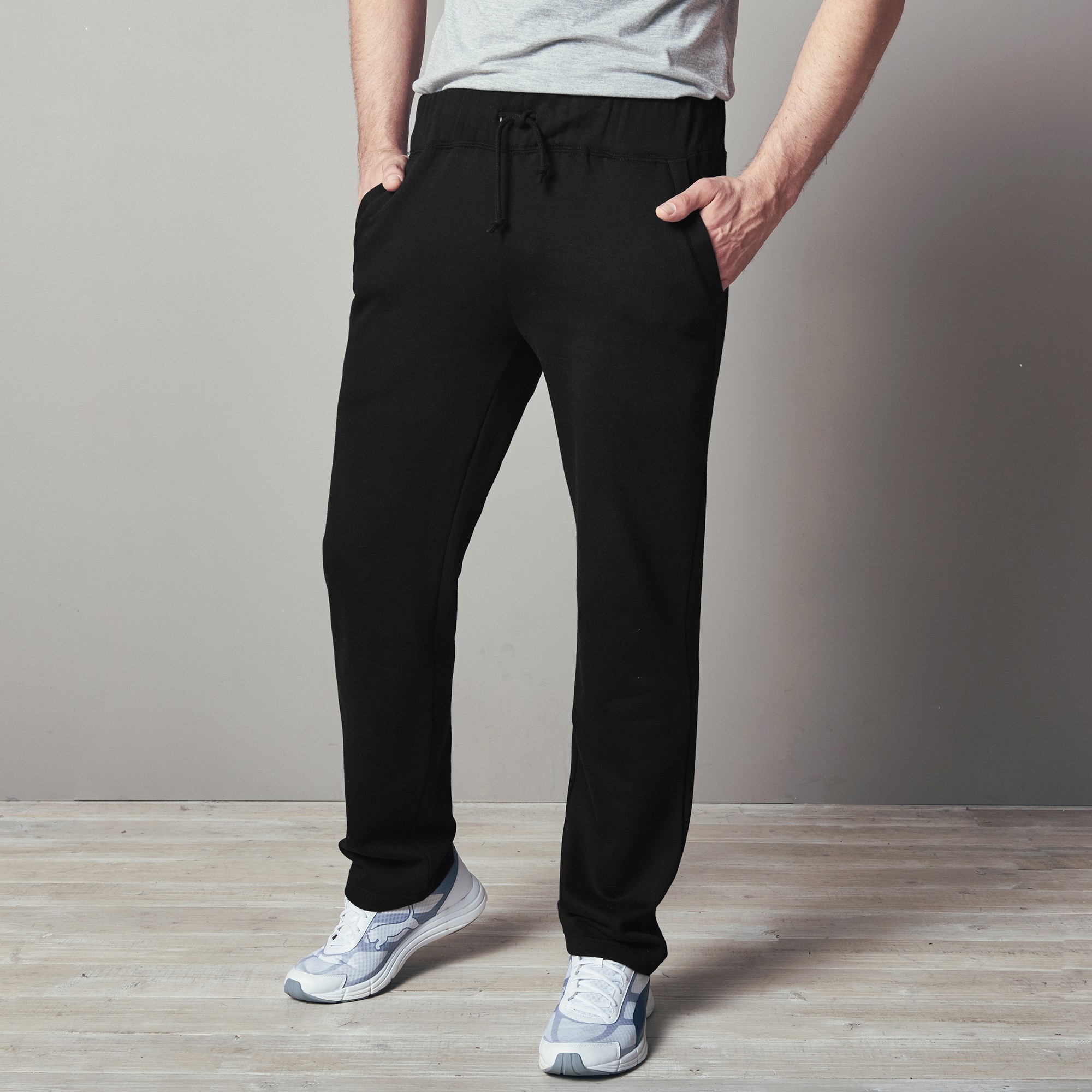 Pantalon jogging molleton bas droits, noir