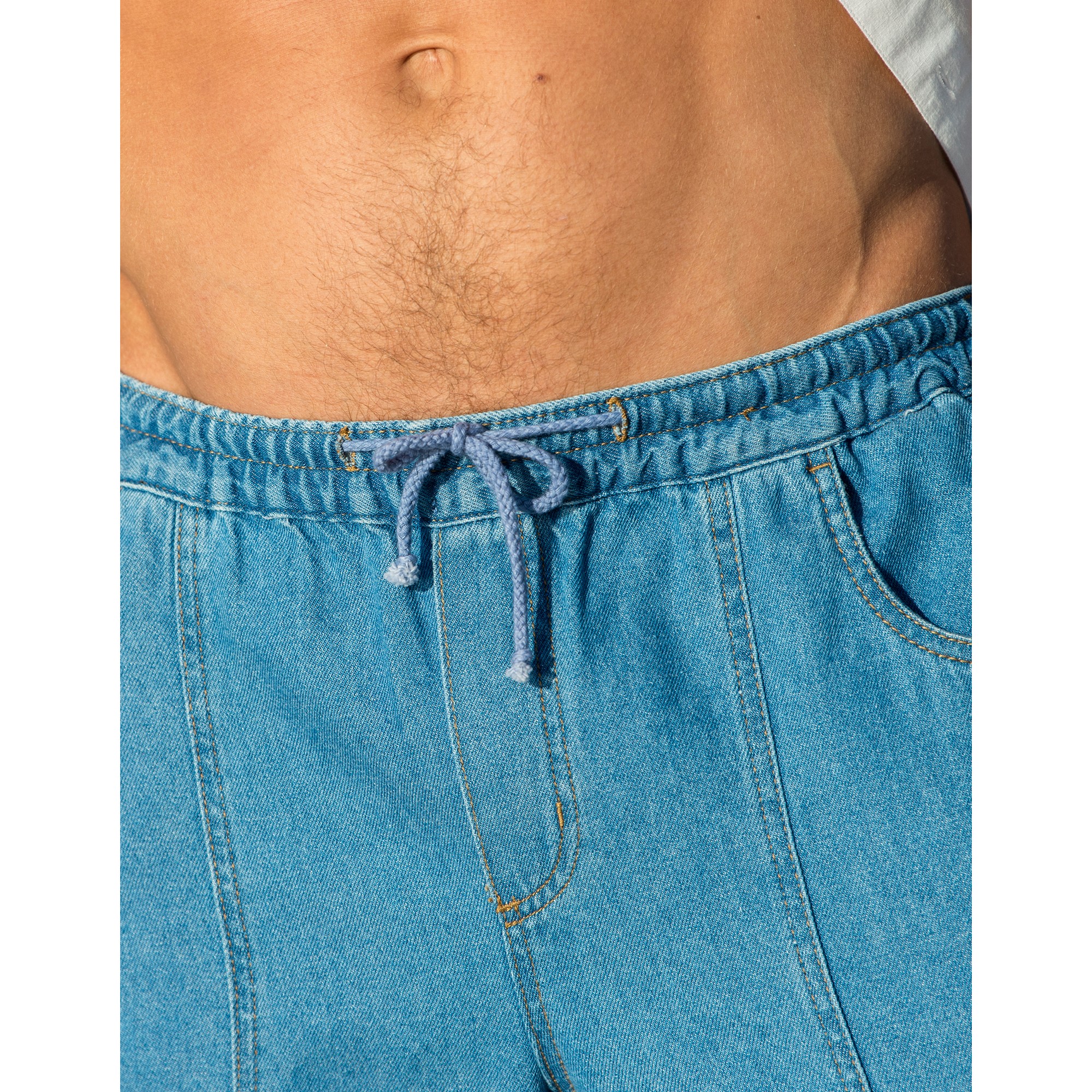 Jean denim l ger taille lastiqu e bleached Blancheporte