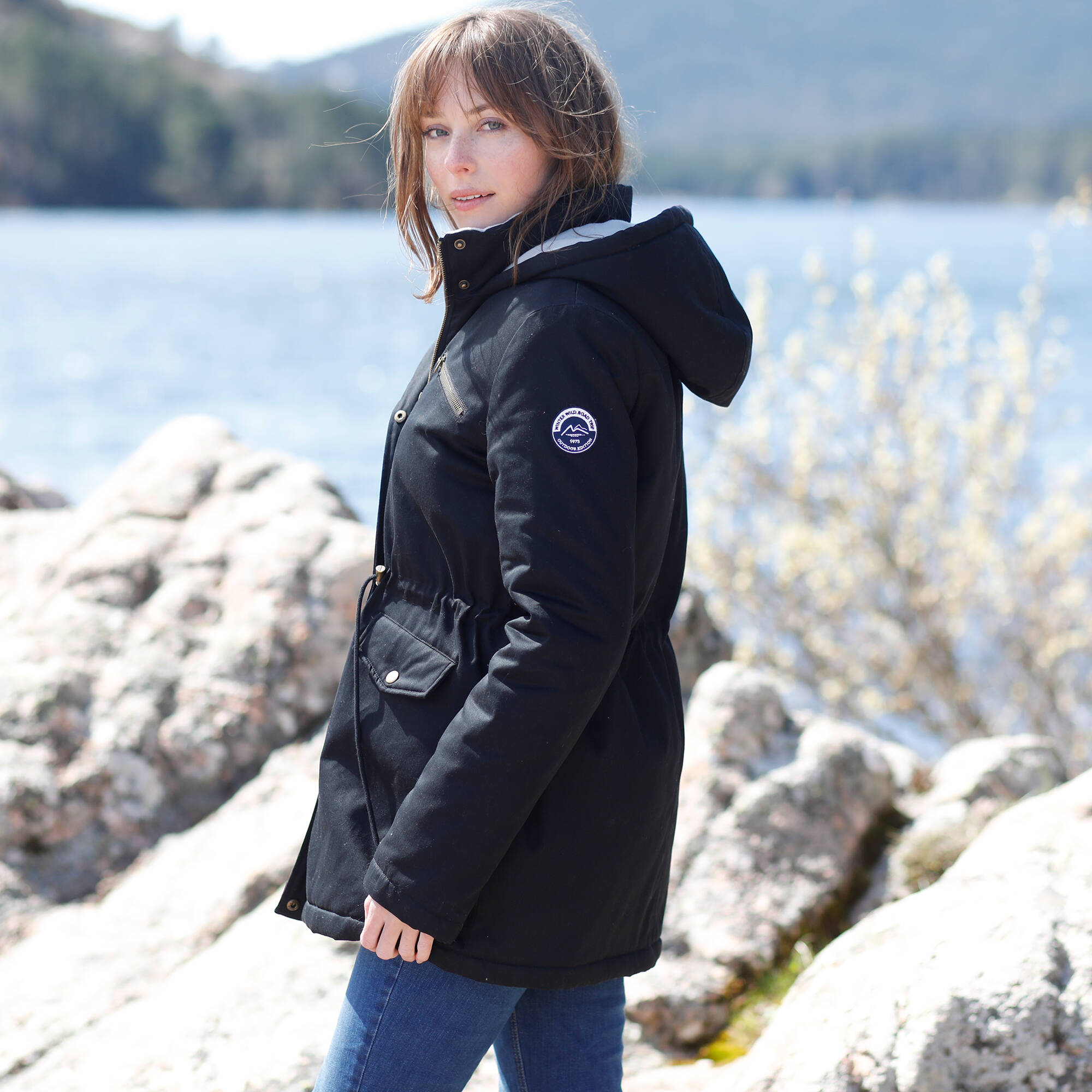 Parka deperlante doublee maille polaire noir Blancheporte