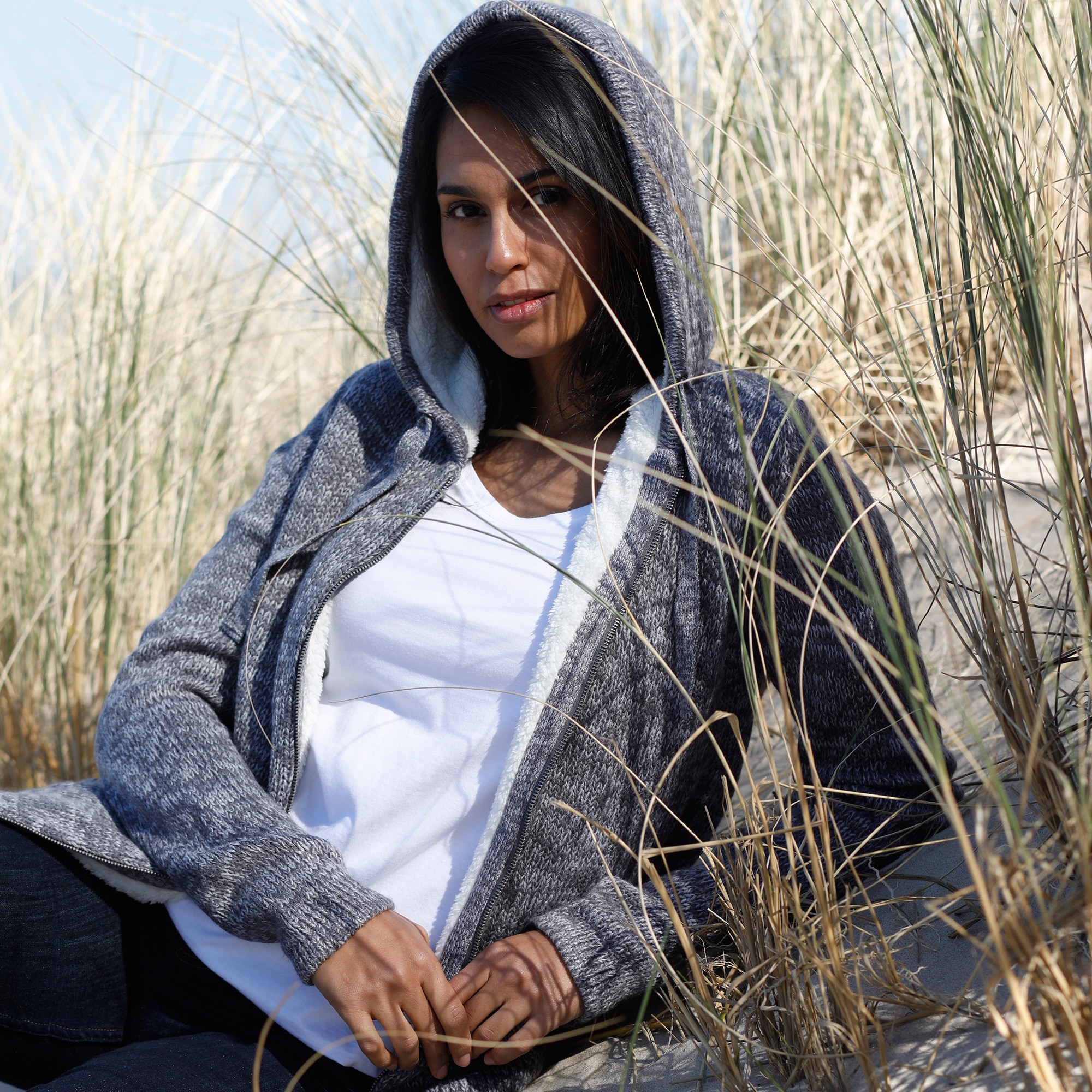 Gilet zipp fourr maille moulin e gris chin Blancheporte