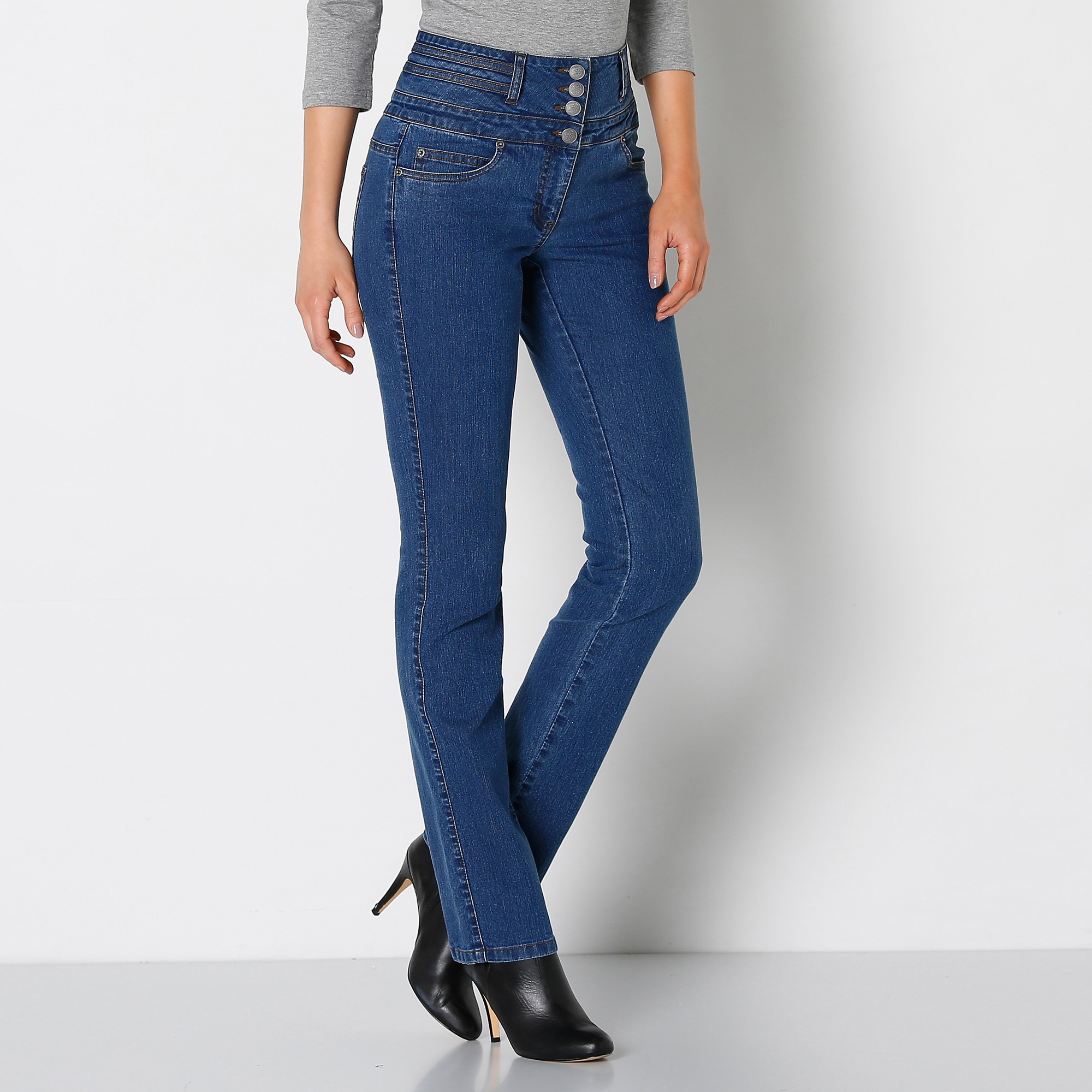 Jean taille haute coupe droite stone Blancheporte