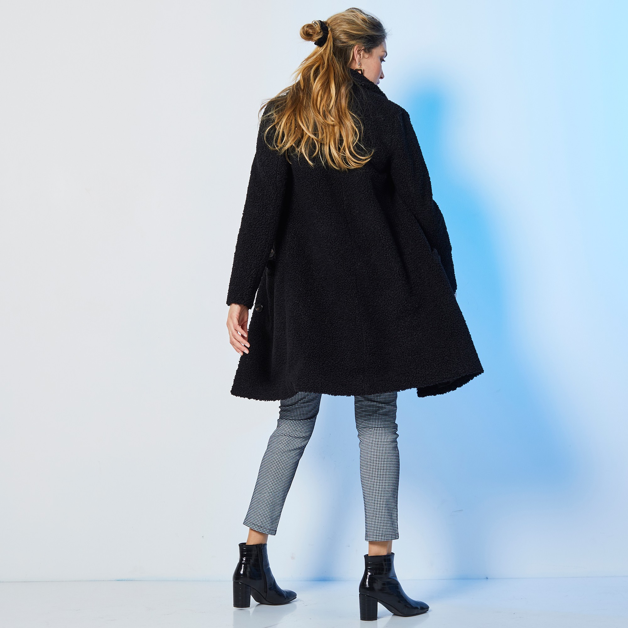Manteau bouclette noir outlet