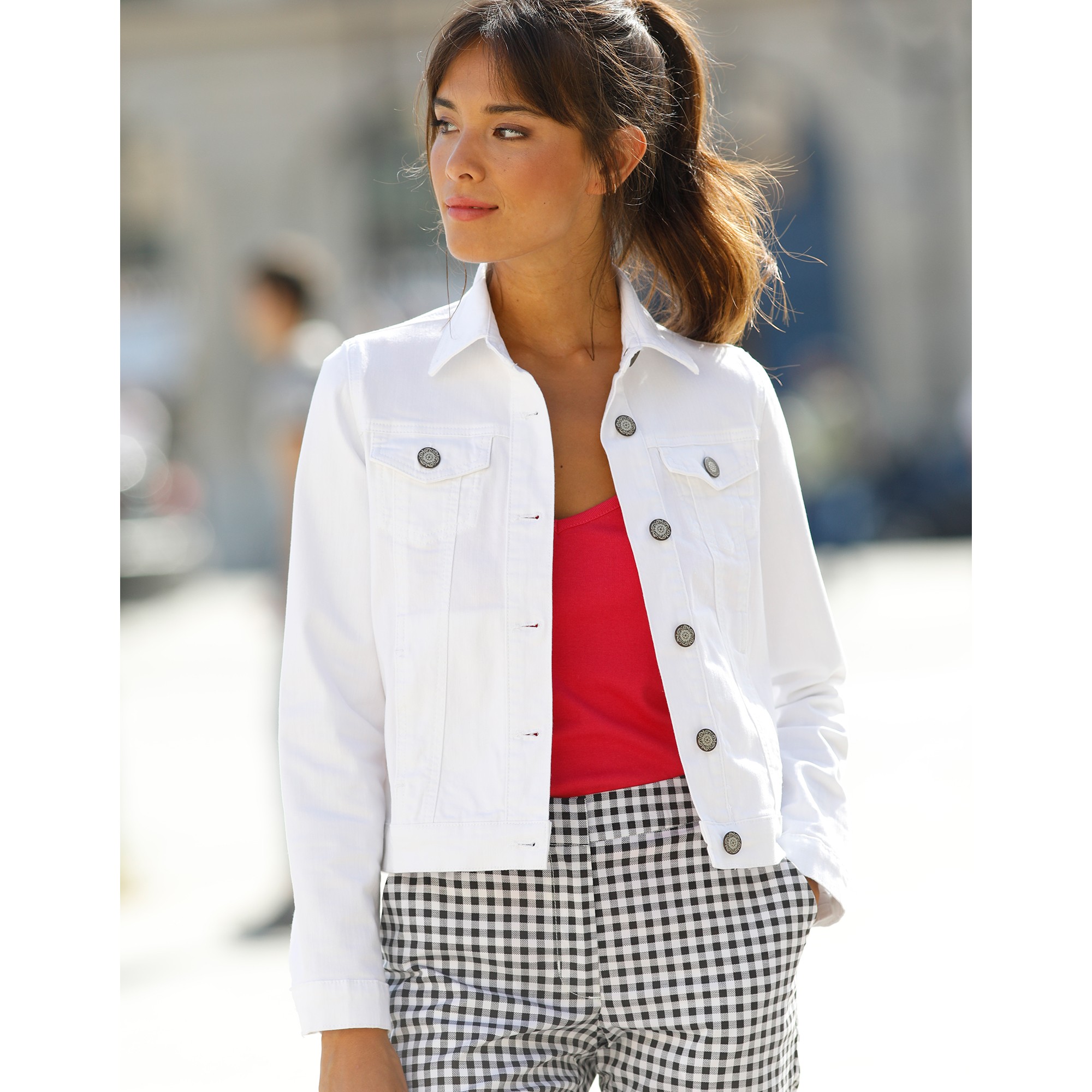 Veste top jean blanche