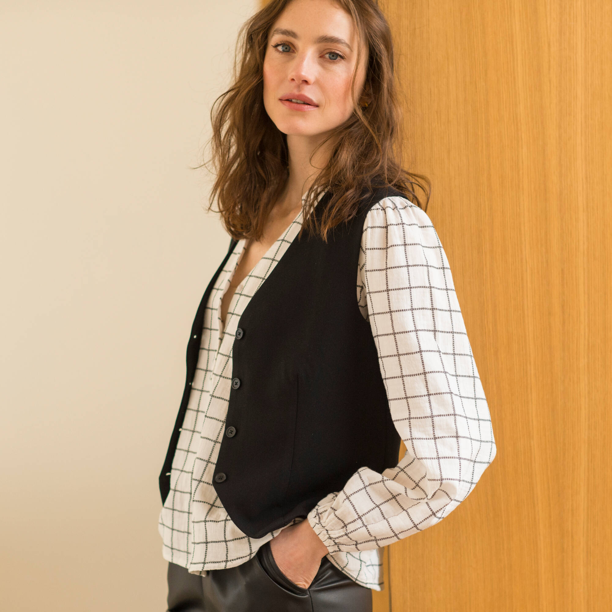 Mouwloos vest, effen, zwart Blancheporte