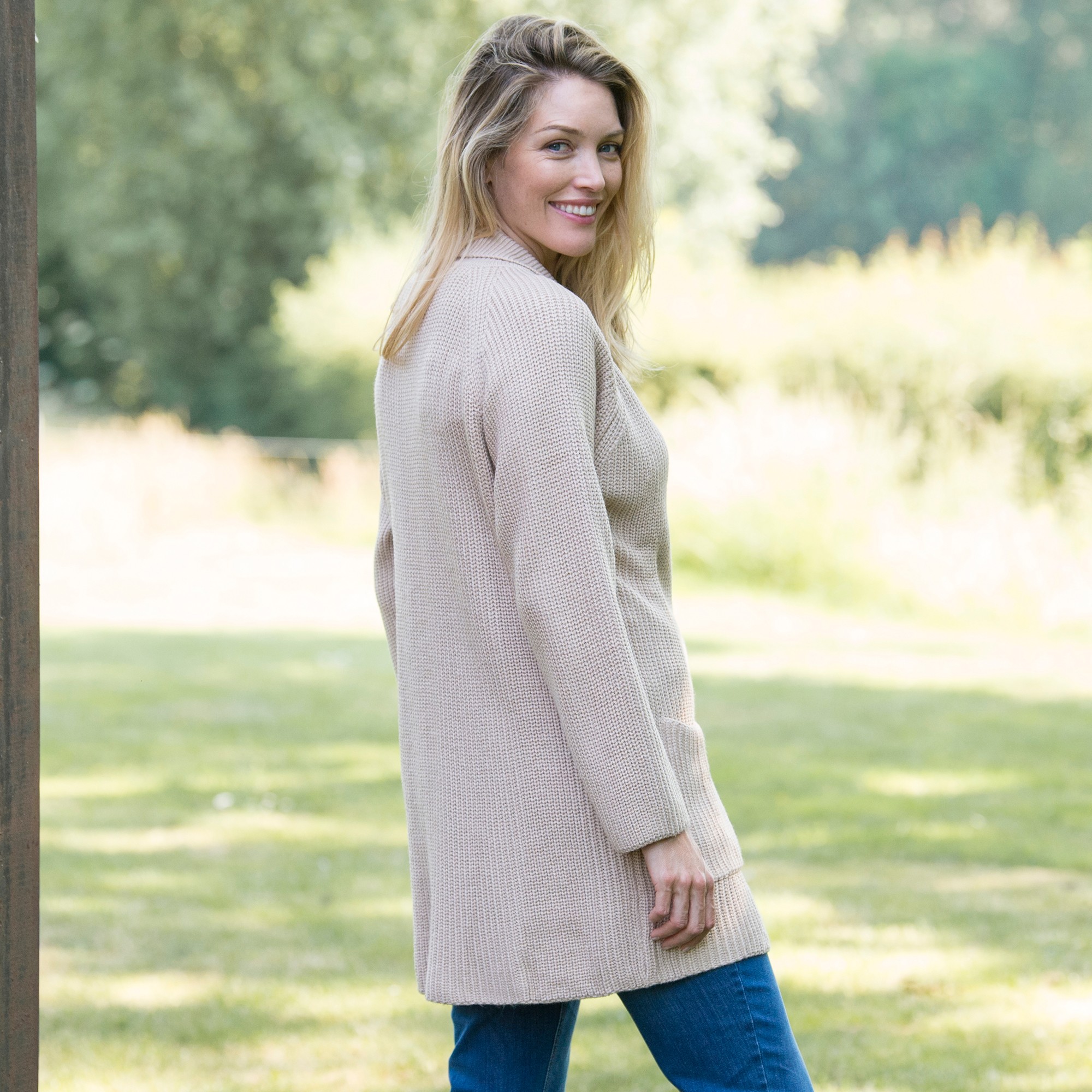 Gilet zipp maille perl e beige Blancheporte