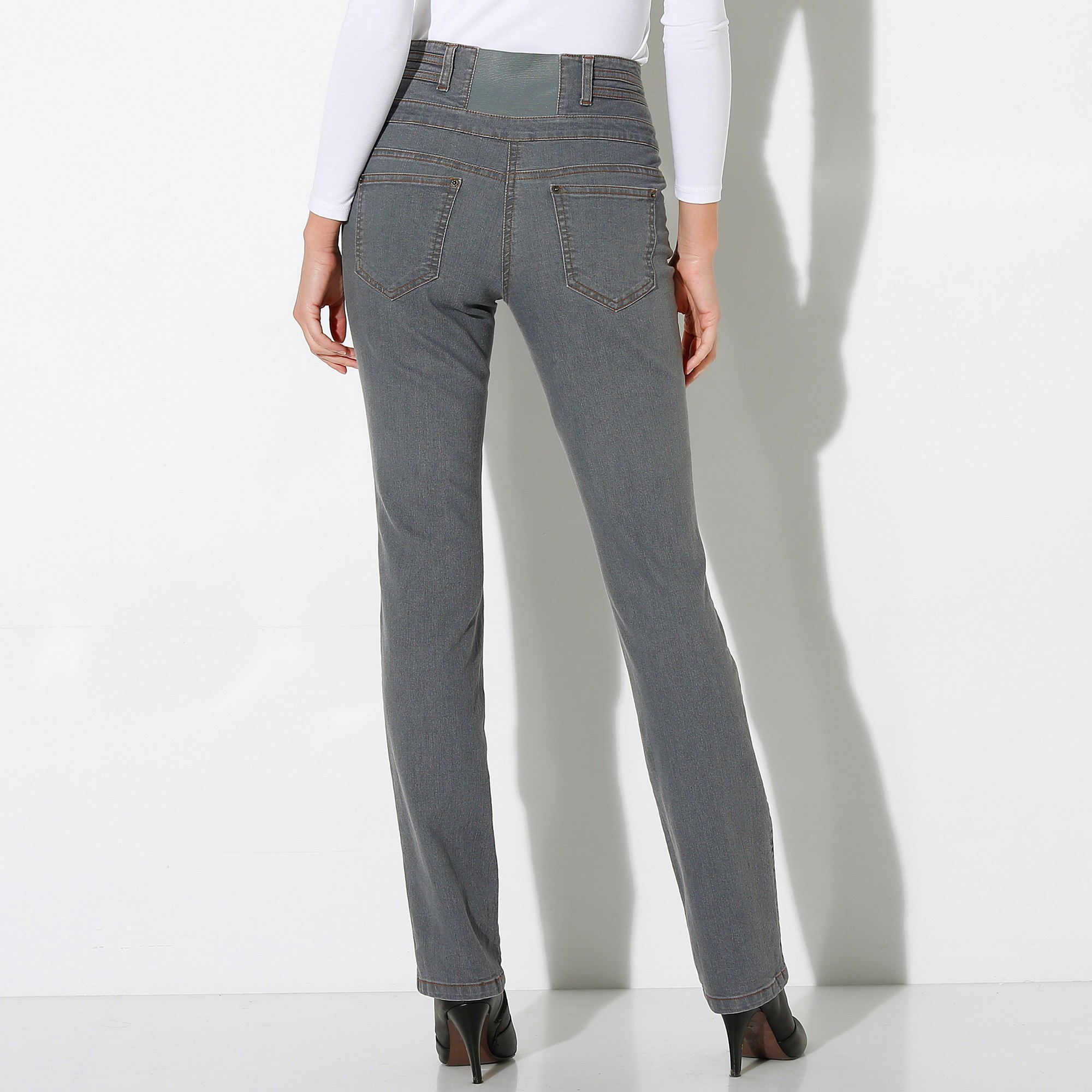 Jean gris taille shop haute femme