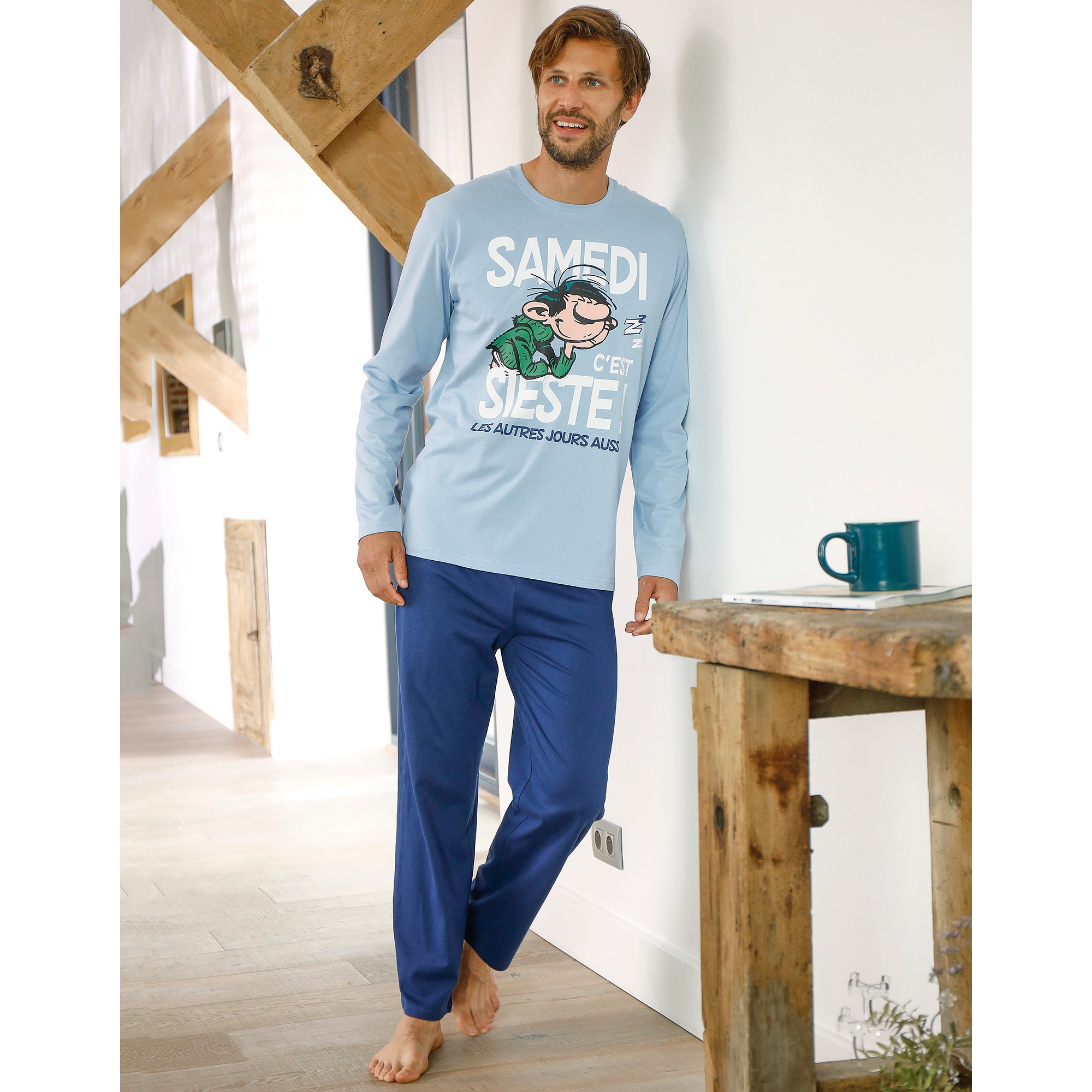 Pyjama pantalon Gaston Lagaffe bleu jean marine Blancheporte