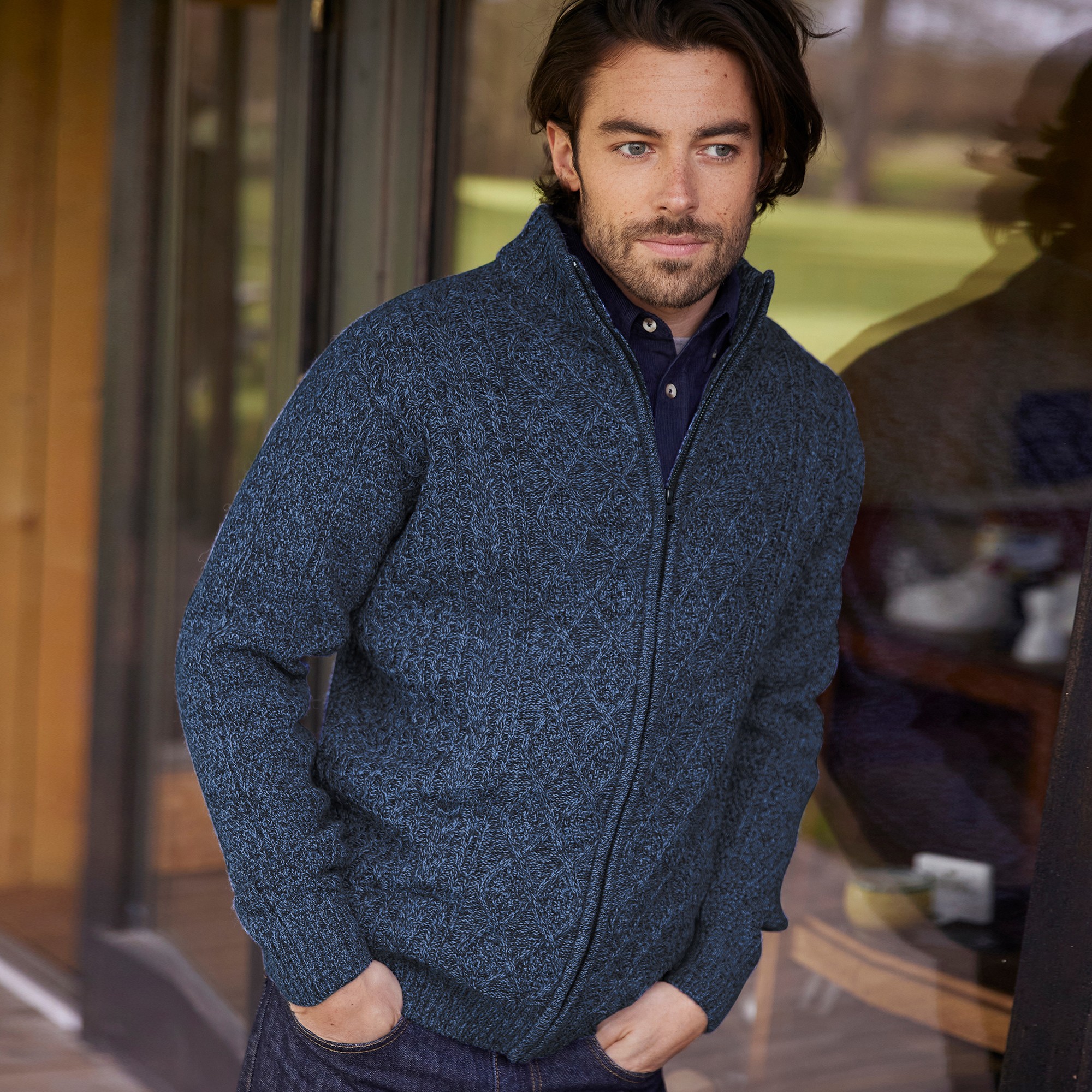 Gilet homme laine sale zippé