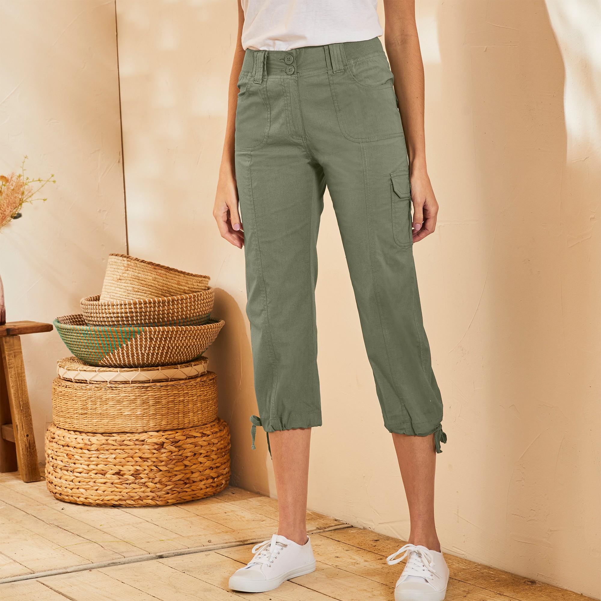 Pantacourt ceinture maille kaki Blancheporte