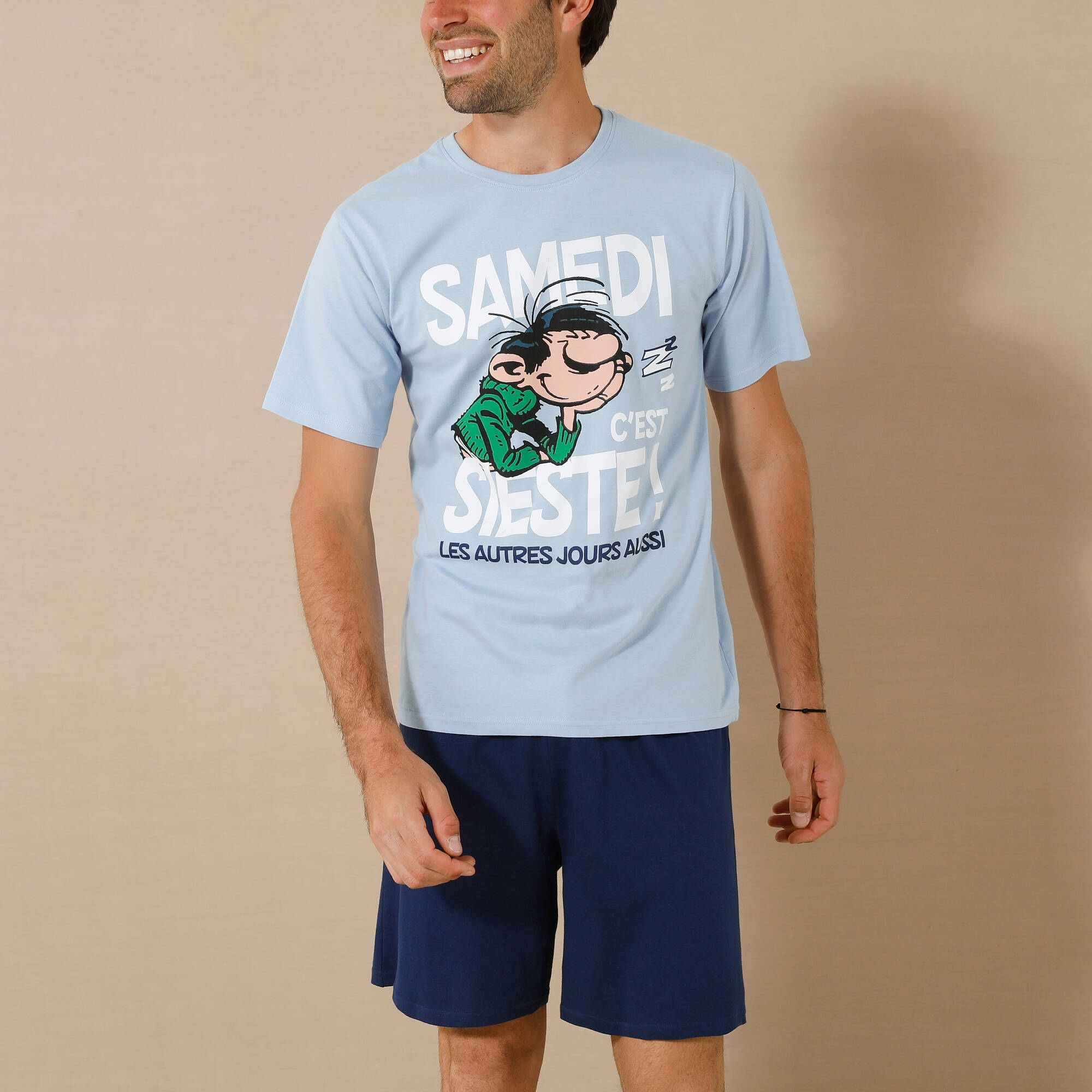 Pyjama short Gaston Lagaffe®, bleu jean marine Blancheporte
