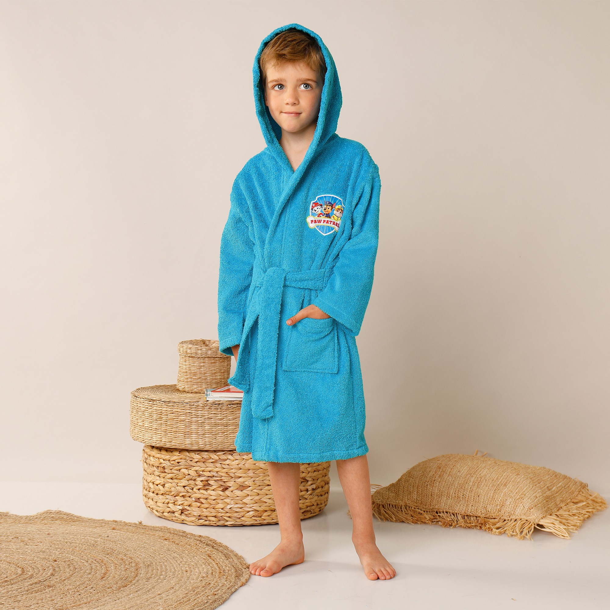 Peignoir de bain enfant Pat Patrouille col capuche