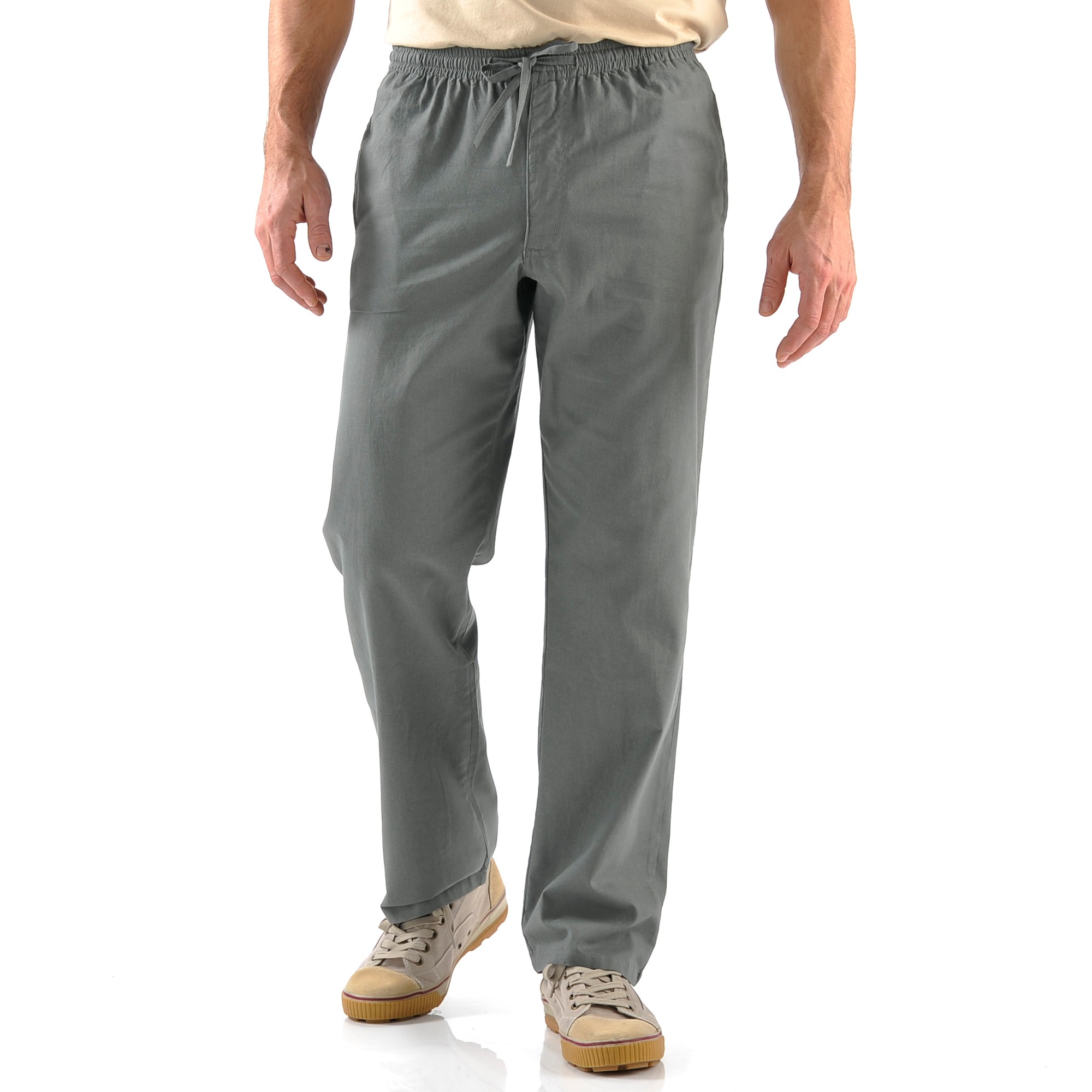Pantalon toile taille elastiquee gris Blancheporte