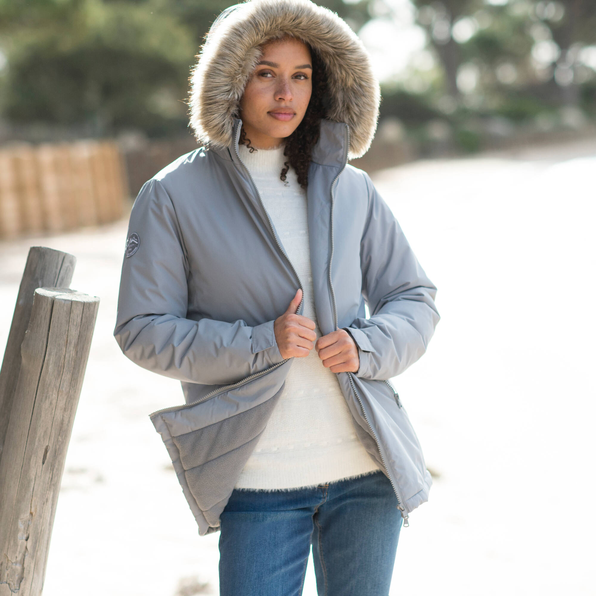 Parka impermeable zippee capuche gris Blancheporte