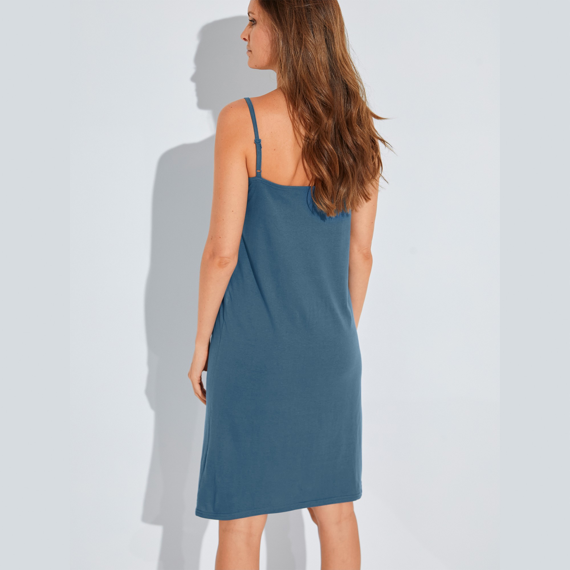 Nuisette coton fines bretelles imprimee night bleu fonce Blancheporte