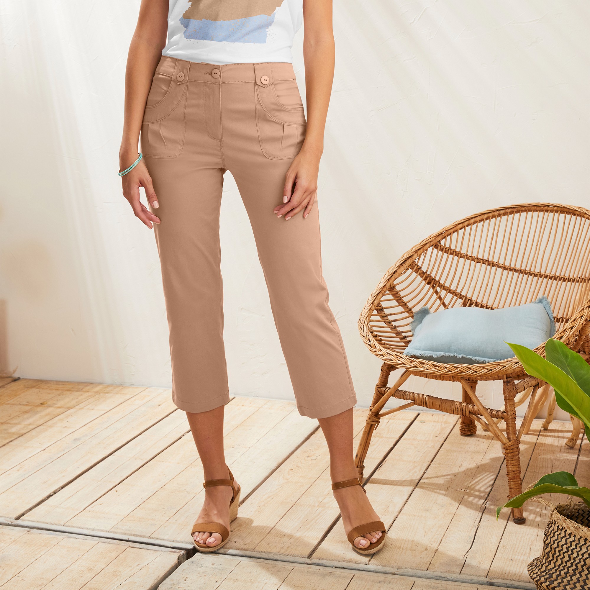 Pantacourt droit stretch noisette Blancheporte