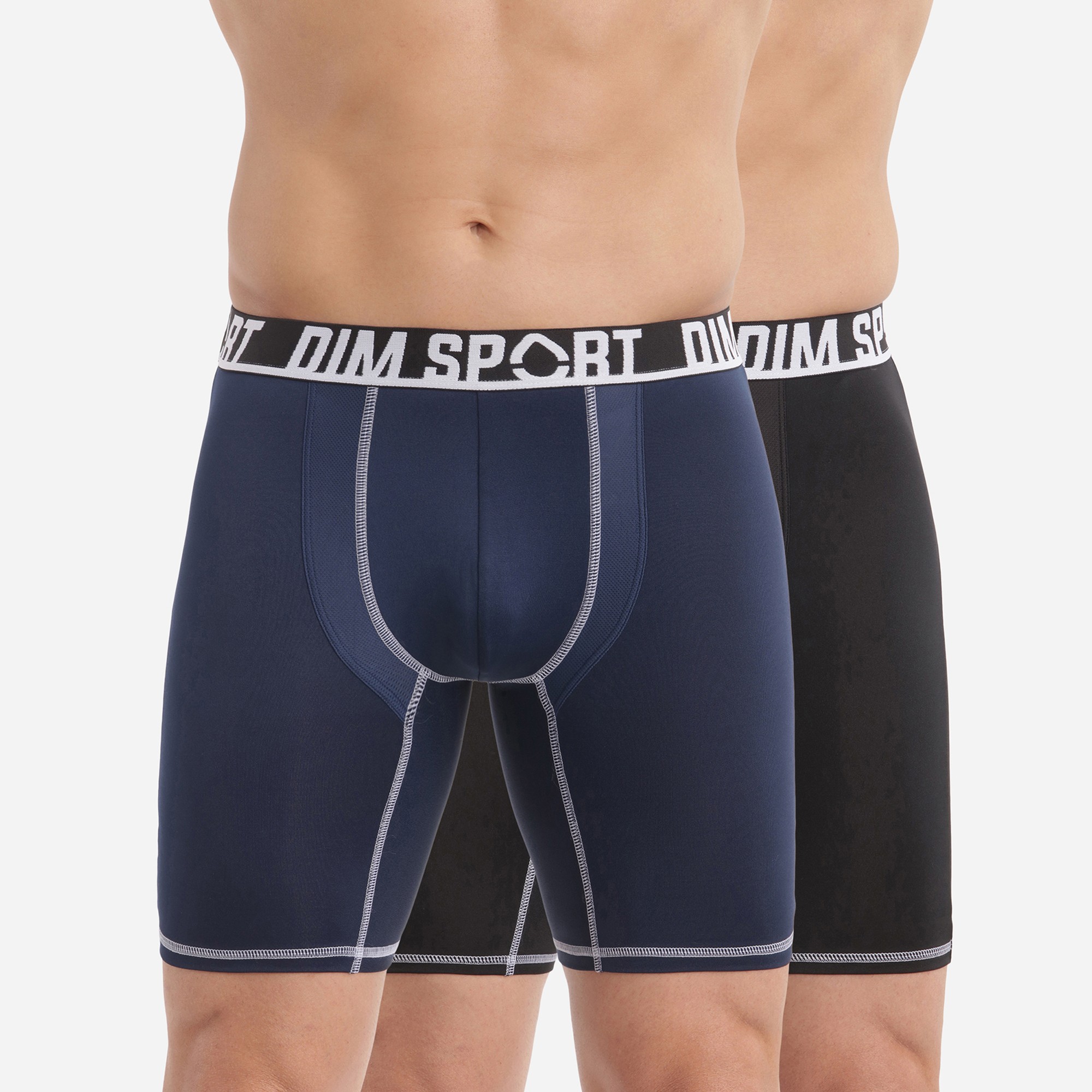 Lot de 2 boxers longs DIM SPORT noir bleu Blancheporte
